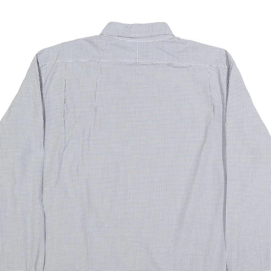 POLO RALPH LAUREN Mens Blue & White Check Shirt XL Classic Button Collar Long