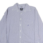 NAUTICA Mens Blue Check Shirt L Classic Cotton Long Sleeve Button Up