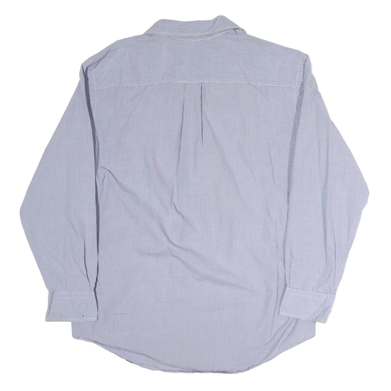 NAUTICA Mens Blue Check Shirt L Classic Cotton Long Sleeve Button Up