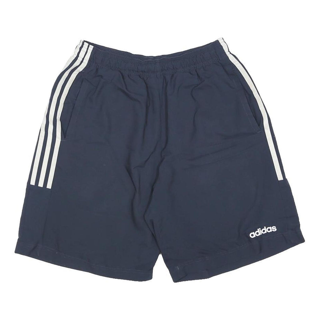 ADIDAS Mens Casual Blue & White Shorts M W26 Polyester Blend Drawstring Three
