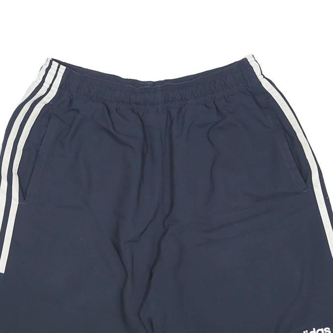 ADIDAS Mens Casual Blue & White Shorts M W26 Polyester Blend Drawstring Three