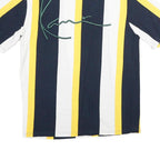 KARL KANI Mens Blue White & Yellow Stripe Graphic T-Shirt XS Short Sleeve Crew