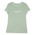 CALVIN KLEIN Womens Sage Green T-Shirt M Short Sleeve Crew Neck Logo Print