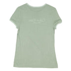 CALVIN KLEIN Womens Sage Green T-Shirt M Short Sleeve Crew Neck Logo Print