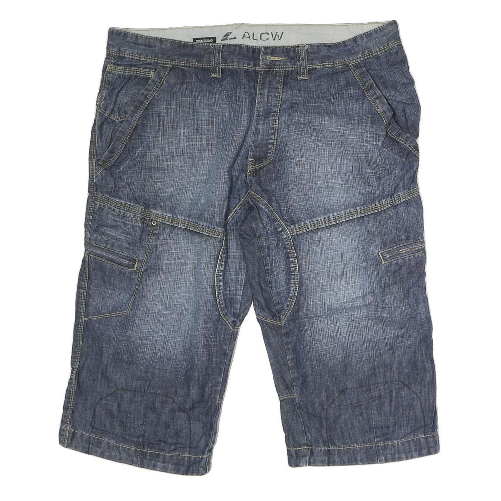 ALCW Mens Cotton Blue Denim Casual Shorts M W38 with Button Closure
