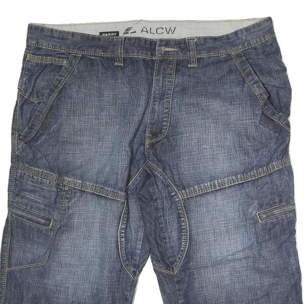 ALCW Mens Cotton Blue Denim Casual Shorts M W38 with Button Closure
