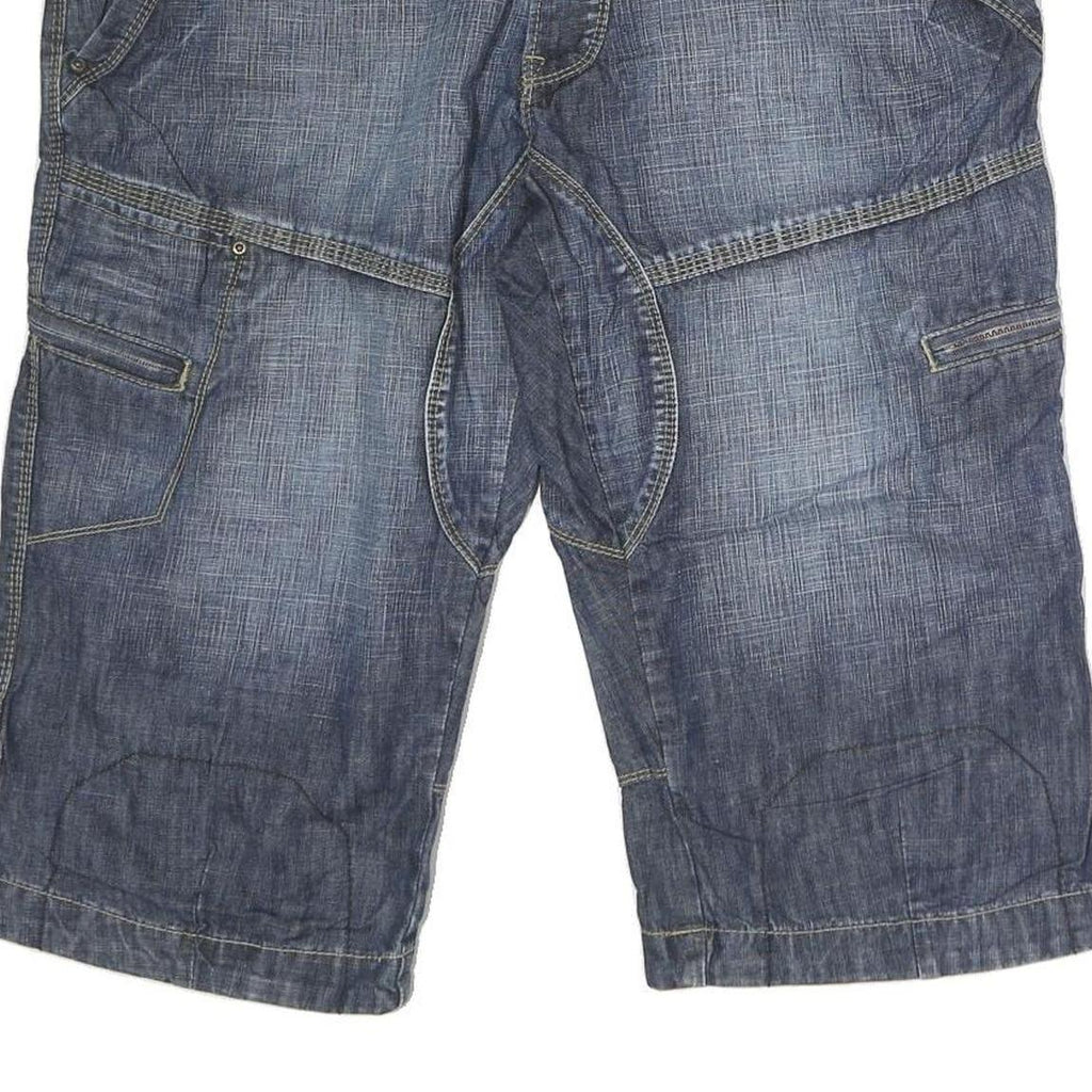 ALCW Mens Cotton Blue Denim Casual Shorts M W38 with Button Closure