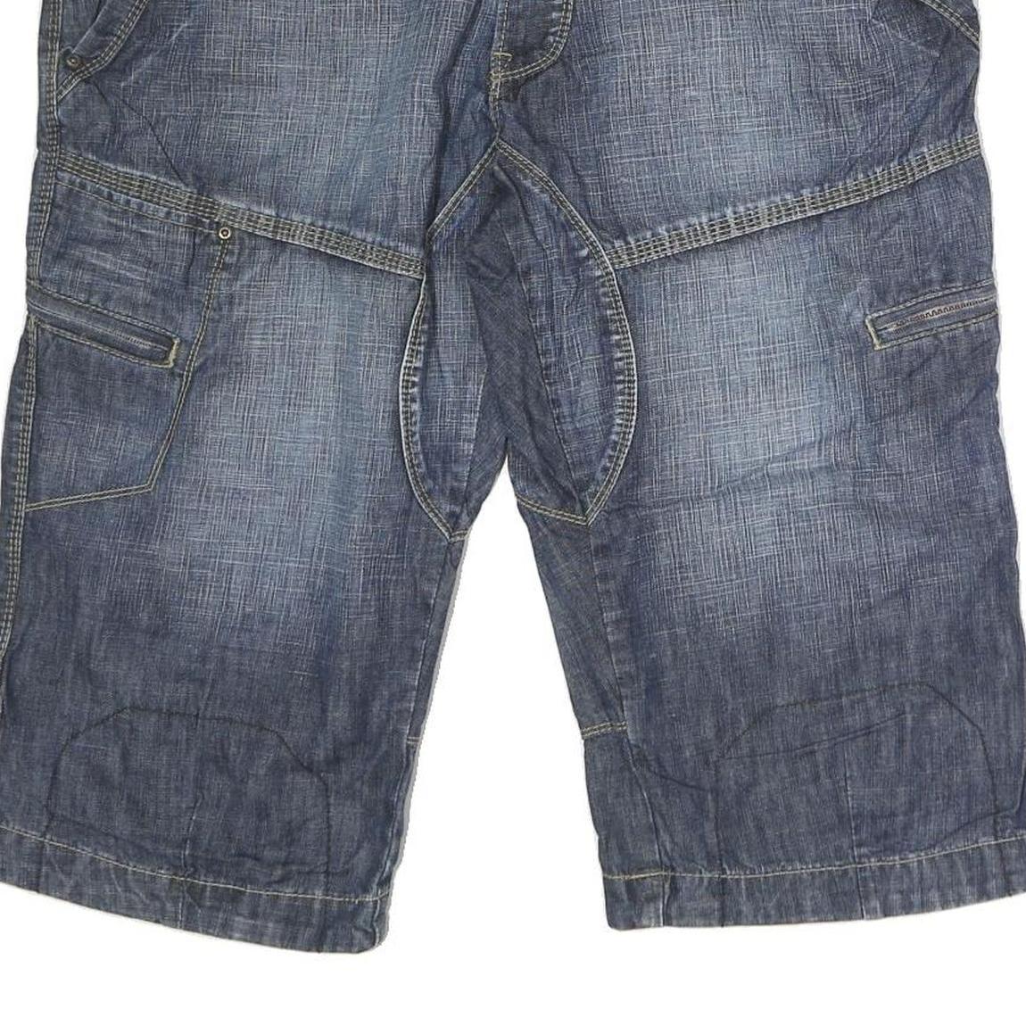 ALCW Mens Cotton Blue Denim Casual Shorts M W38 with Button Closure