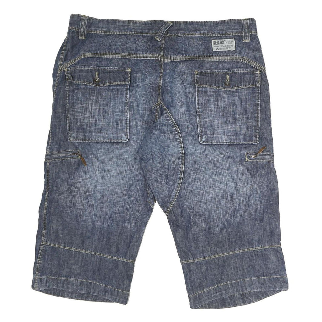 ALCW Mens Cotton Blue Denim Casual Shorts M W38 with Button Closure