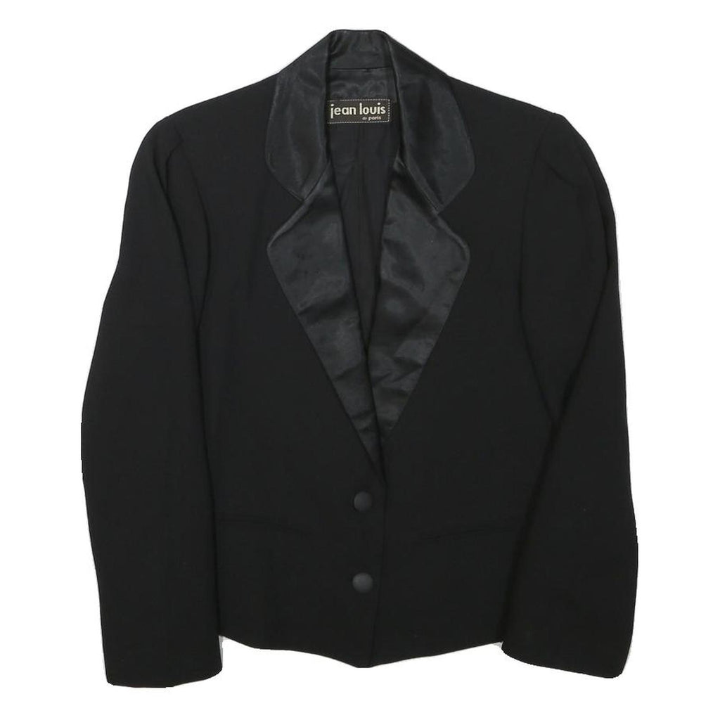 JEAN LOUIS Womens Black Jacket XS Polyester Blend Button Closure Satin Collar