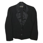 JEAN LOUIS Womens Black Jacket XS Polyester Blend Button Closure Satin Collar