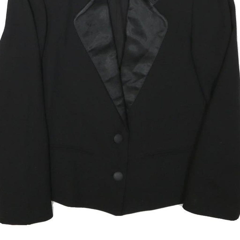 JEAN LOUIS Womens Black Jacket XS Polyester Blend Button Closure Satin Collar