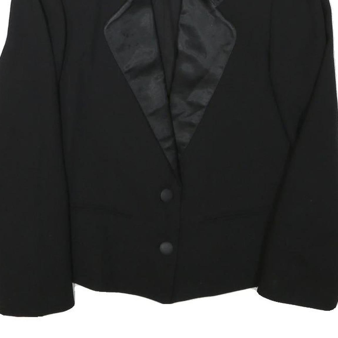 JEAN LOUIS Womens Black Jacket XS Polyester Blend Button Closure Satin Collar