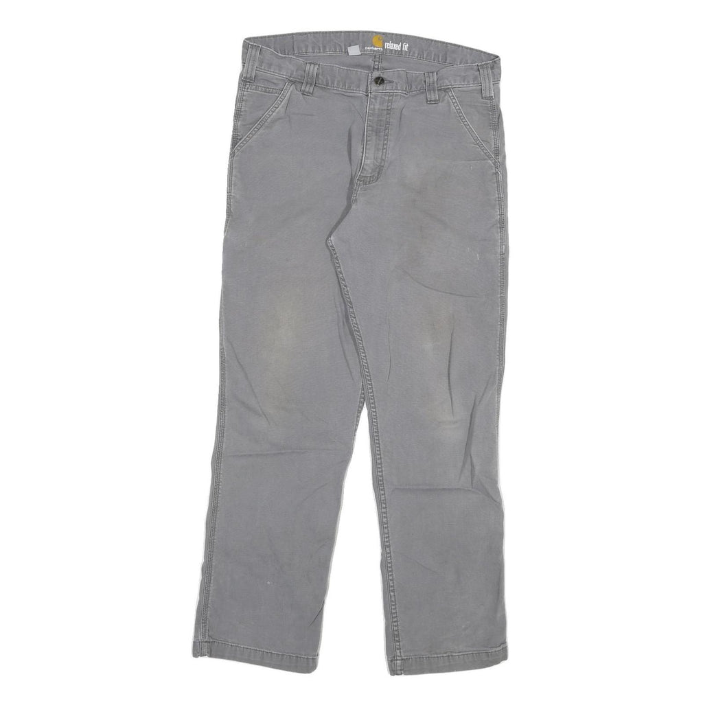 CARHARTT Mens Cotton Blend Grey Relaxed Fit Straight Trousers W34 L32 Casual