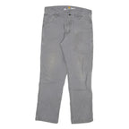 CARHARTT Mens Cotton Blend Grey Relaxed Fit Straight Trousers W34 L32 Casual