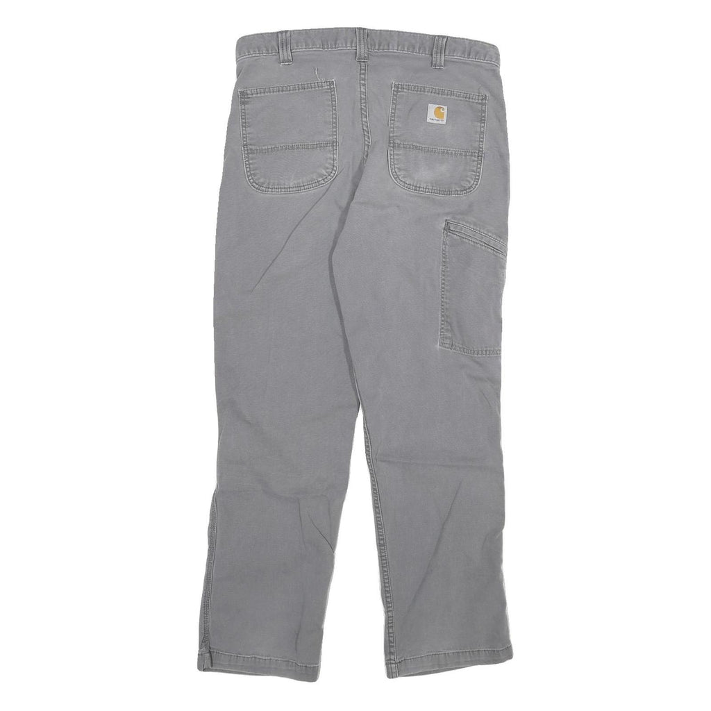 CARHARTT Mens Cotton Blend Grey Relaxed Fit Straight Trousers W34 L32 Casual