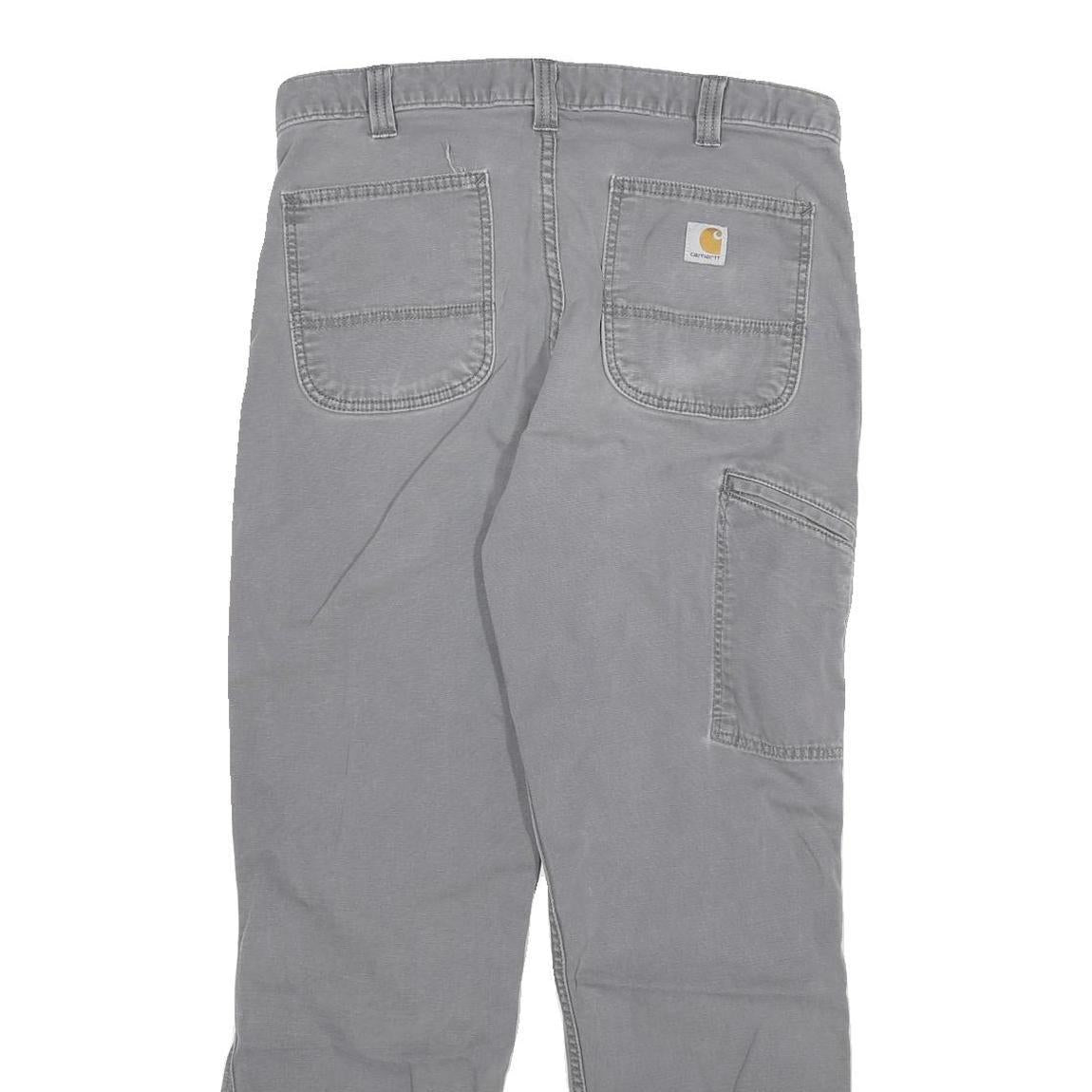 CARHARTT Mens Cotton Blend Grey Relaxed Fit Straight Trousers W34 L32 Casual