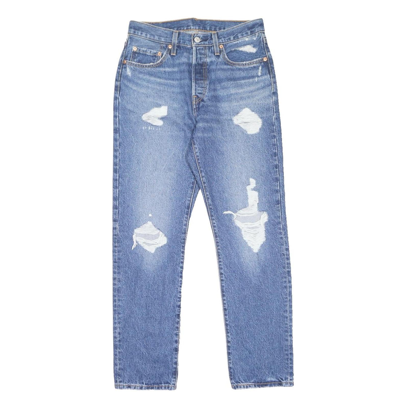 LEVI'S 501 Womens Classic Blue Denim Rinse Jeans W27 L30 Distressed