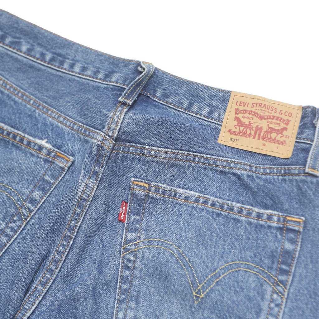 LEVI'S 501 Womens Classic Blue Denim Rinse Jeans W27 L30 Distressed