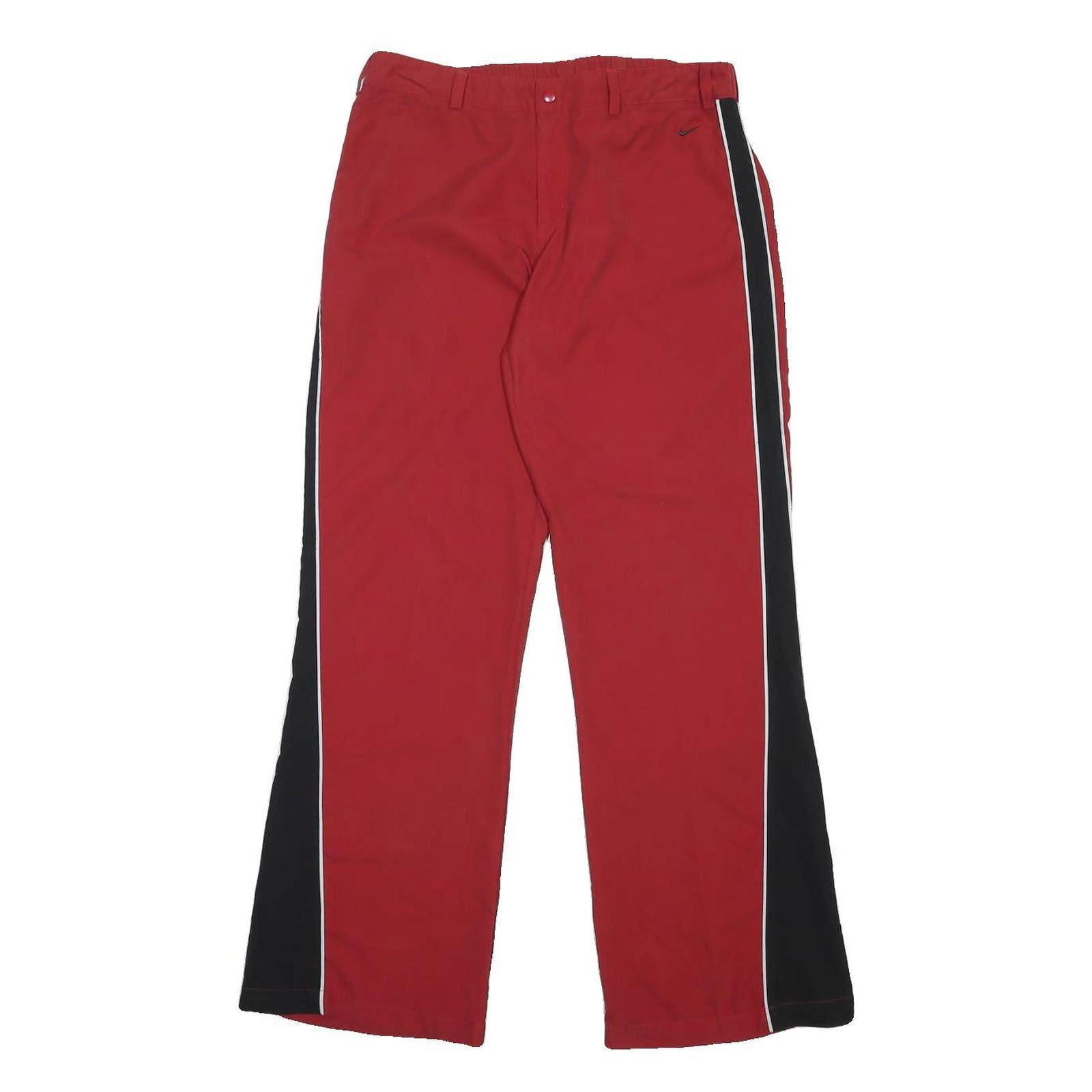 NIKE Womens Relaxed Red & Black Polyester Zip Trousers W31 L31 Casual Sport
