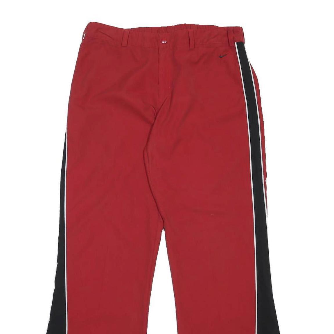 NIKE Womens Relaxed Red & Black Polyester Zip Trousers W31 L31 Casual Sport