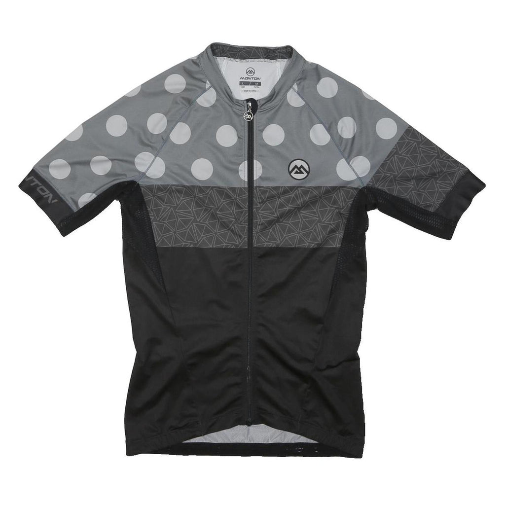 MONTON Womens Grey & Black Modern T-Shirt M Short Sleeve Crew Neck Cycling
