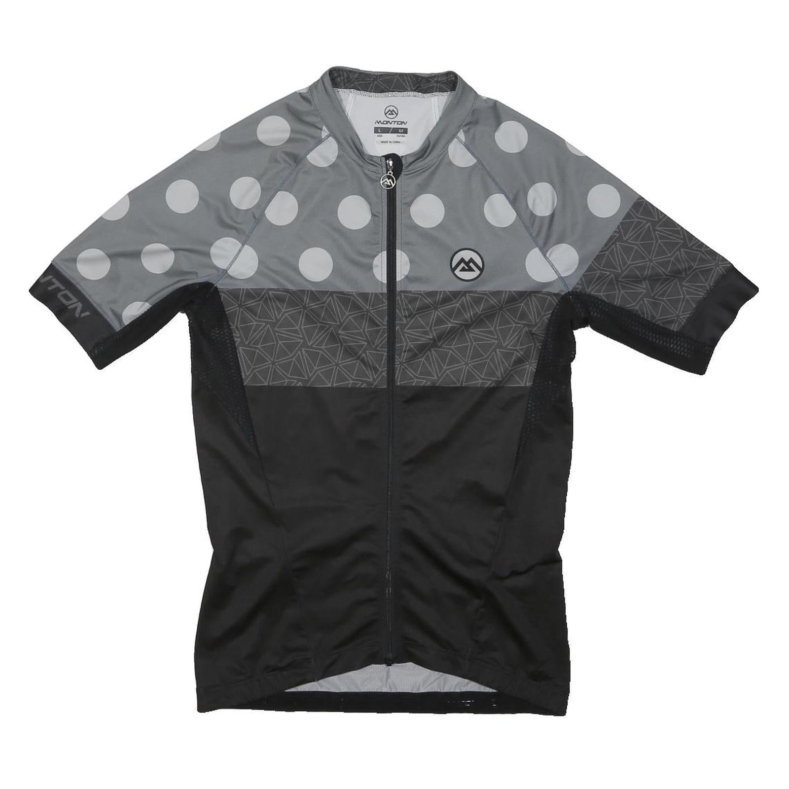 MONTON Womens Grey & Black Modern T-Shirt M Short Sleeve Crew Neck Cycling