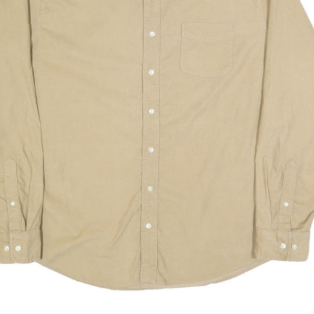 LANDS END Mens Beige Cotton Blend Button Down Shirt XL Casual Classic