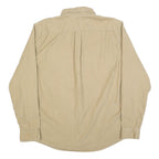 LANDS END Mens Beige Cotton Blend Button Down Shirt XL Casual Classic