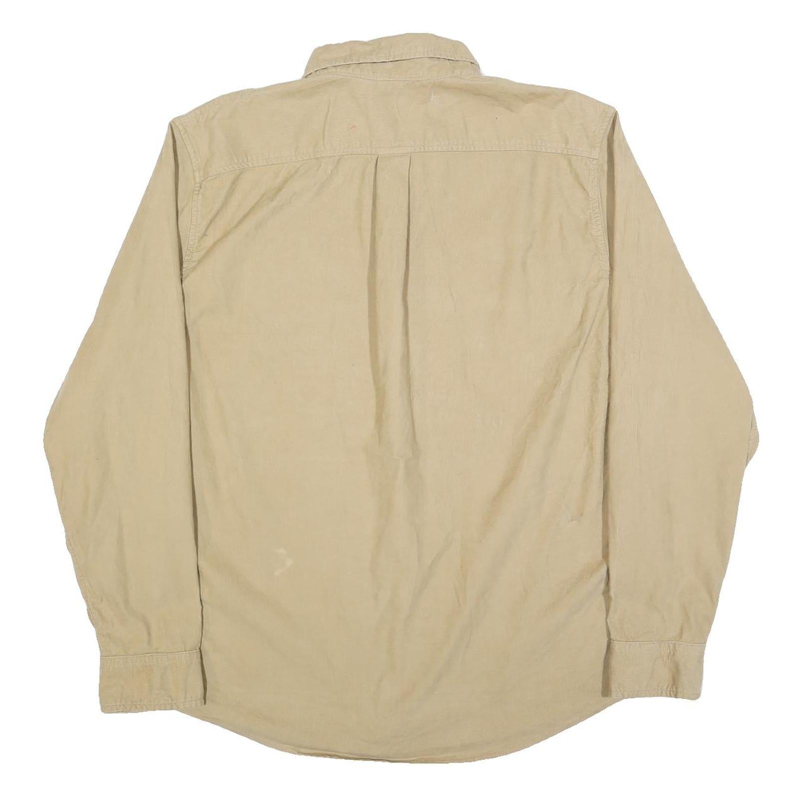 LANDS END Mens Beige Cotton Blend Button Down Shirt XL Casual Classic