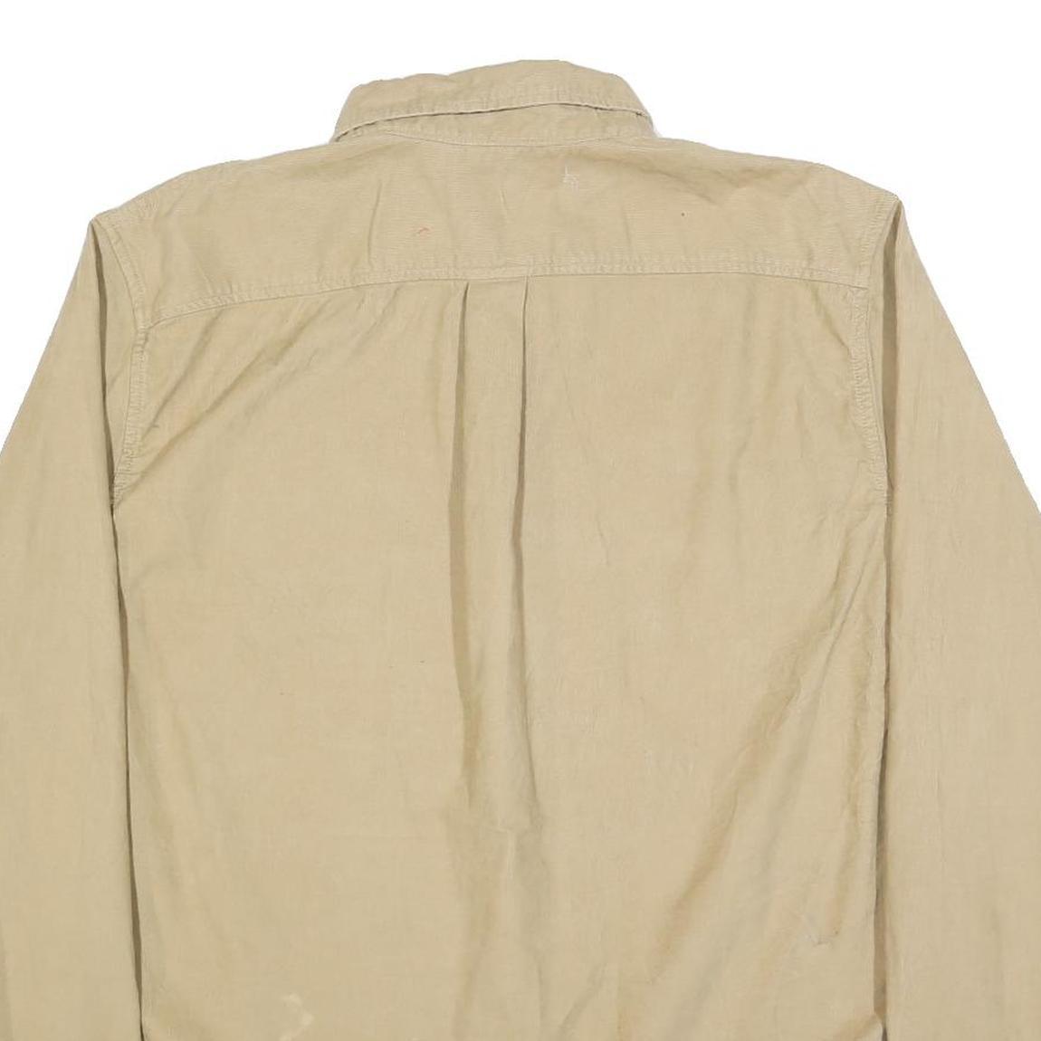 LANDS END Mens Beige Cotton Blend Button Down Shirt XL Casual Classic