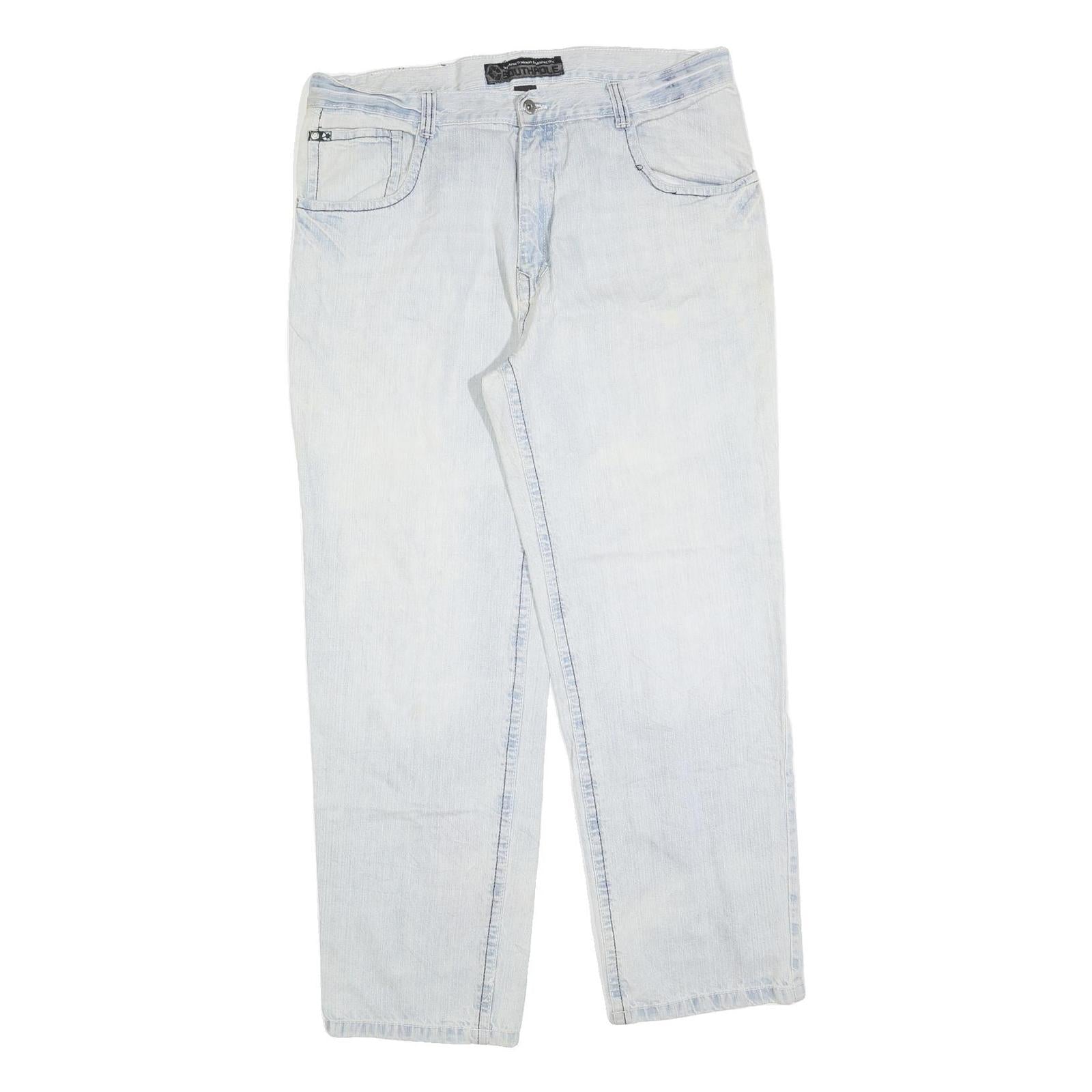 SOUTHPOLE Mens Jeans Blue Regular Straight Denim Light W40 L32 Casual Zip