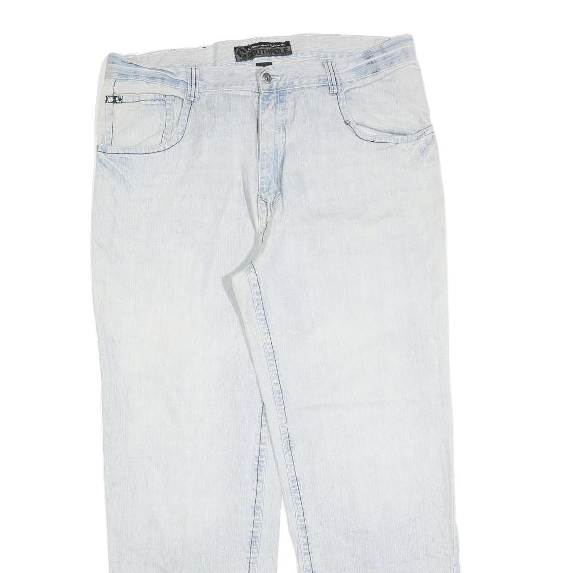 SOUTHPOLE Mens Jeans Blue Regular Straight Denim Light W40 L32 Casual Zip