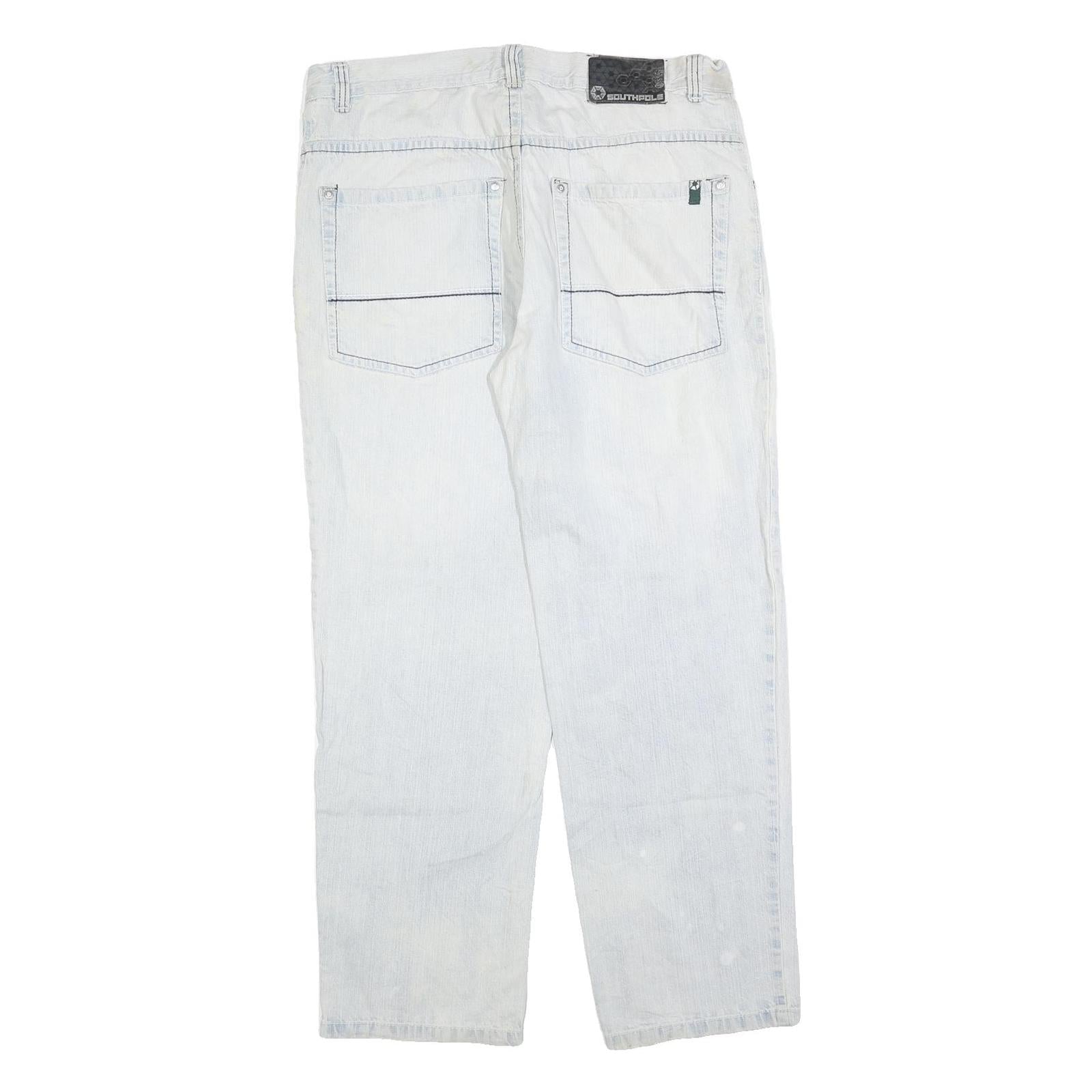 SOUTHPOLE Mens Jeans Blue Regular Straight Denim Light W40 L32 Casual Zip