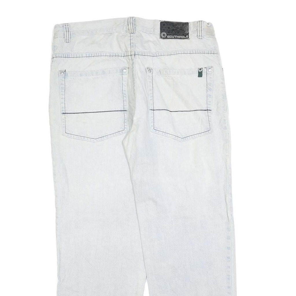 SOUTHPOLE Mens Jeans Blue Regular Straight Denim Light W40 L32 Casual Zip