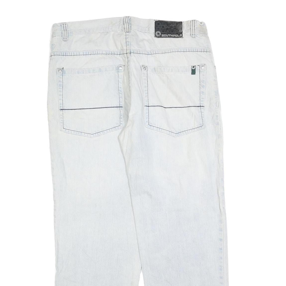 SOUTHPOLE Mens Jeans Blue Regular Straight Denim Light W40 L32 Casual Zip