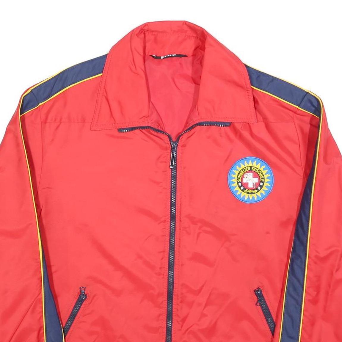 PROTECTOR Mens Red & Navy Stripe Sports Zip Jacket M Polyester Blend