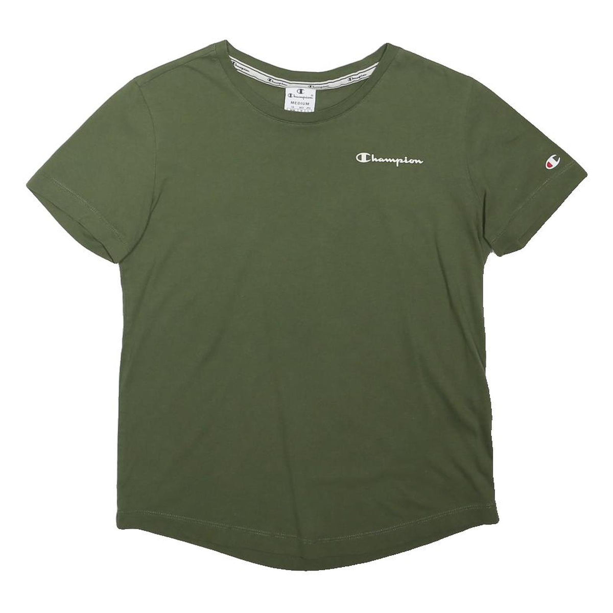 CHAMPION Boys Green Graphic T-Shirt M Short Sleeve Crew Neck Classic Fit Casual
