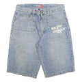 NRG Mens Shorts Blue Denim Casual M W34 Logo Patch Pockets