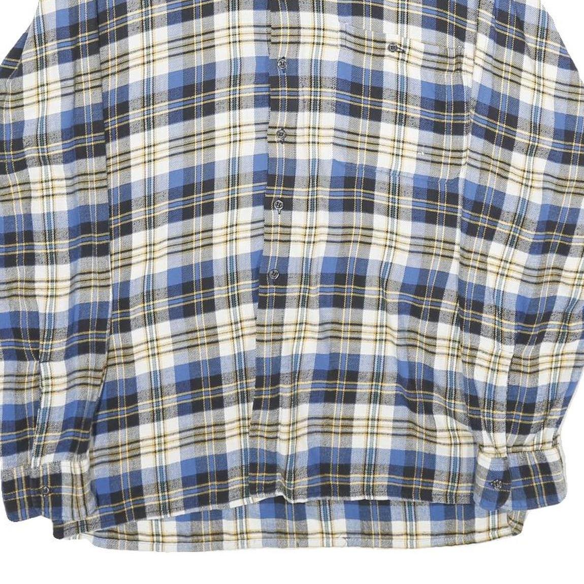 PKZ Mens Blue & White Checked Shirt M Button Cotton Casual Relaxed Fit