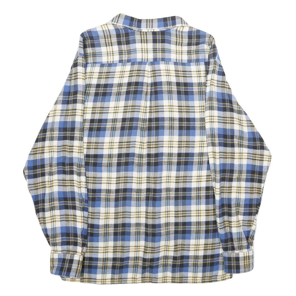 PKZ Mens Blue & White Checked Shirt M Button Cotton Casual Relaxed Fit