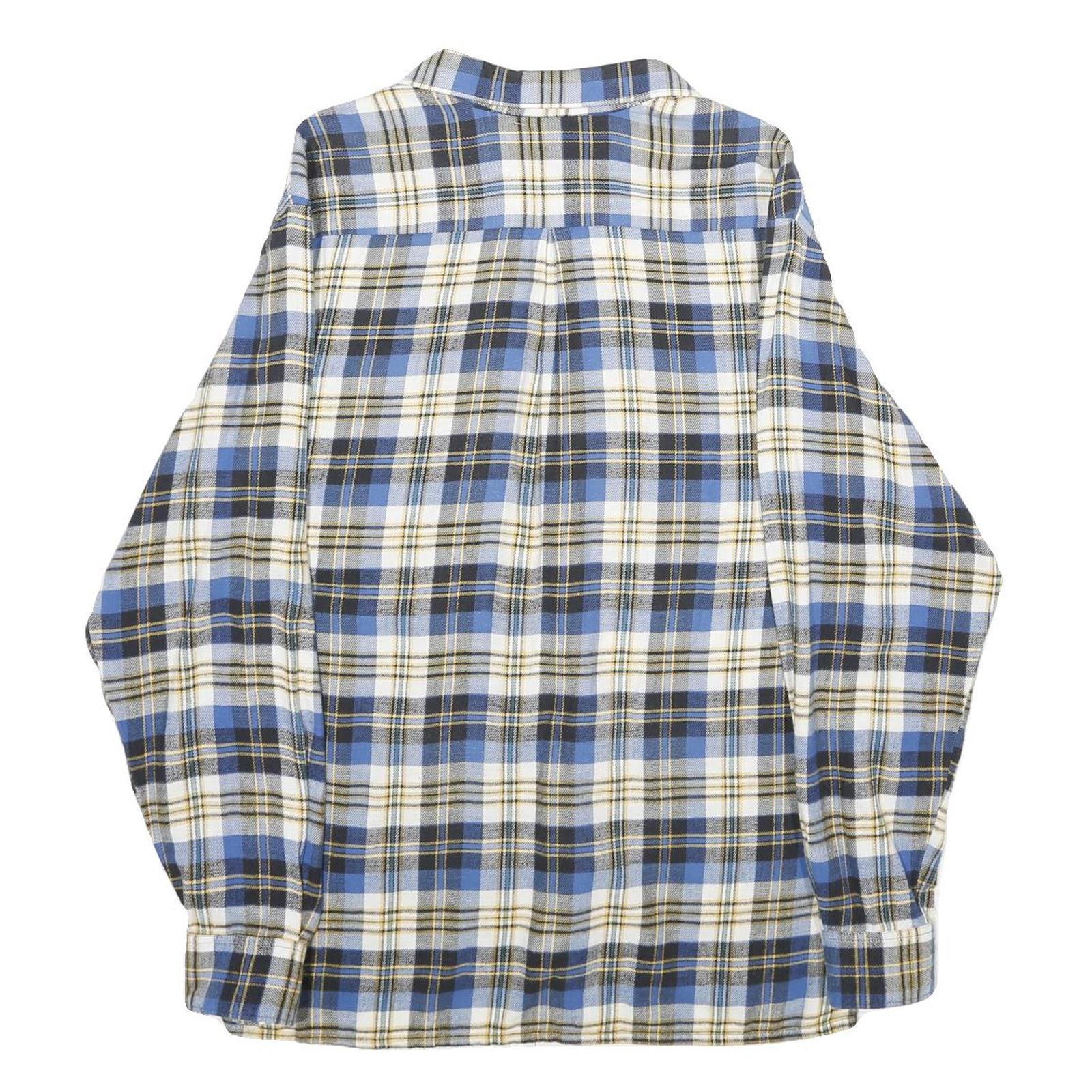 PKZ Mens Blue & White Checked Shirt M Button Cotton Casual Relaxed Fit