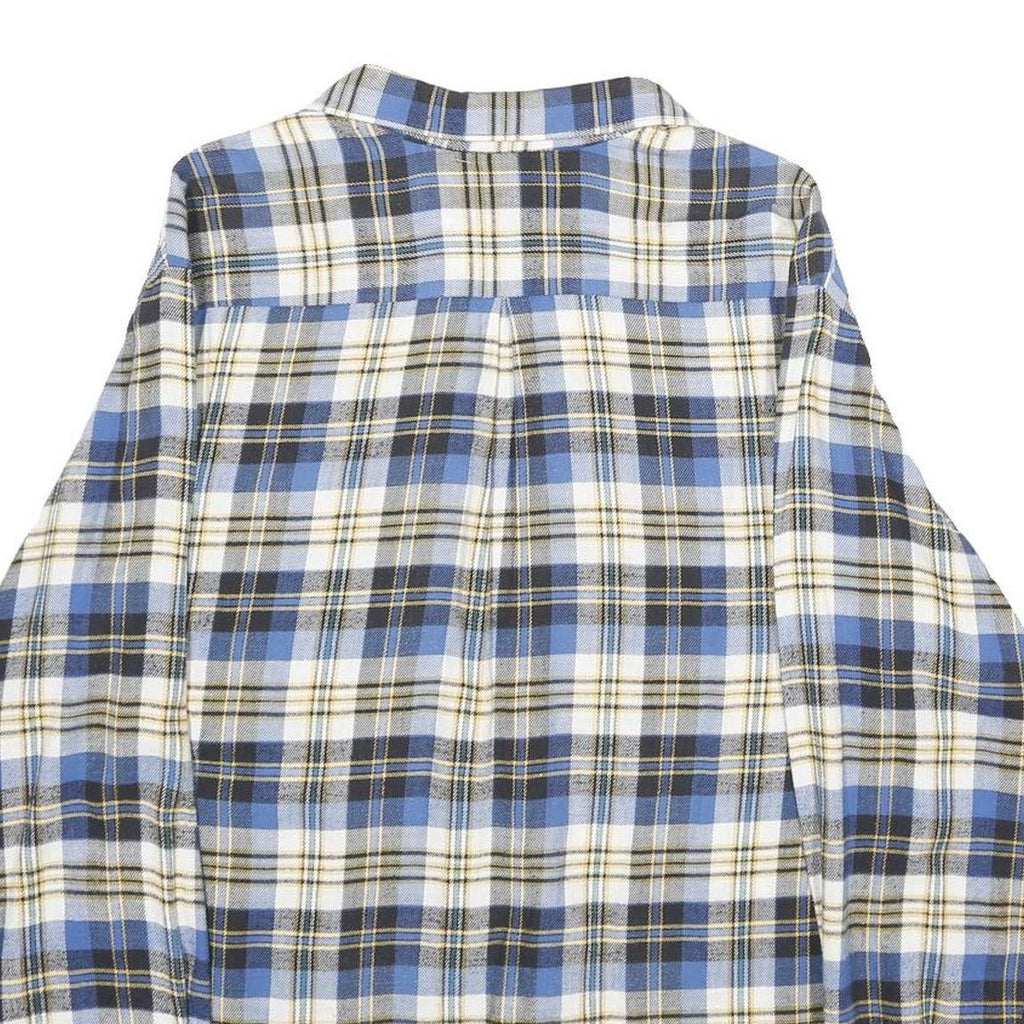 PKZ Mens Blue & White Checked Shirt M Button Cotton Casual Relaxed Fit