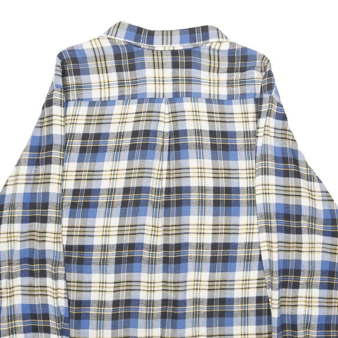 PKZ Mens Blue & White Checked Shirt M Button Cotton Casual Relaxed Fit