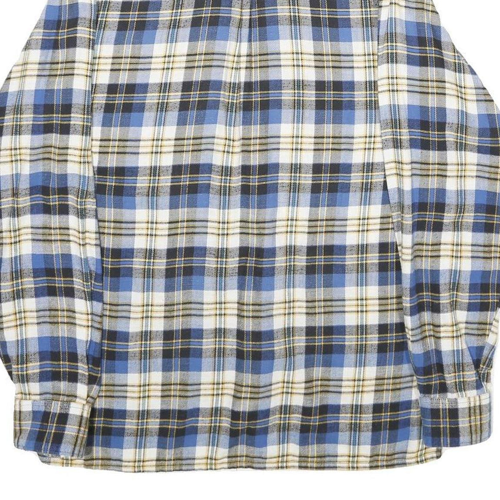 PKZ Mens Blue & White Checked Shirt M Button Cotton Casual Relaxed Fit