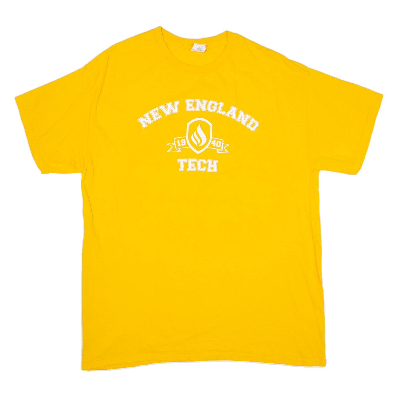 GILDAN New England Tech Mens T-Shirt Yellow USA L