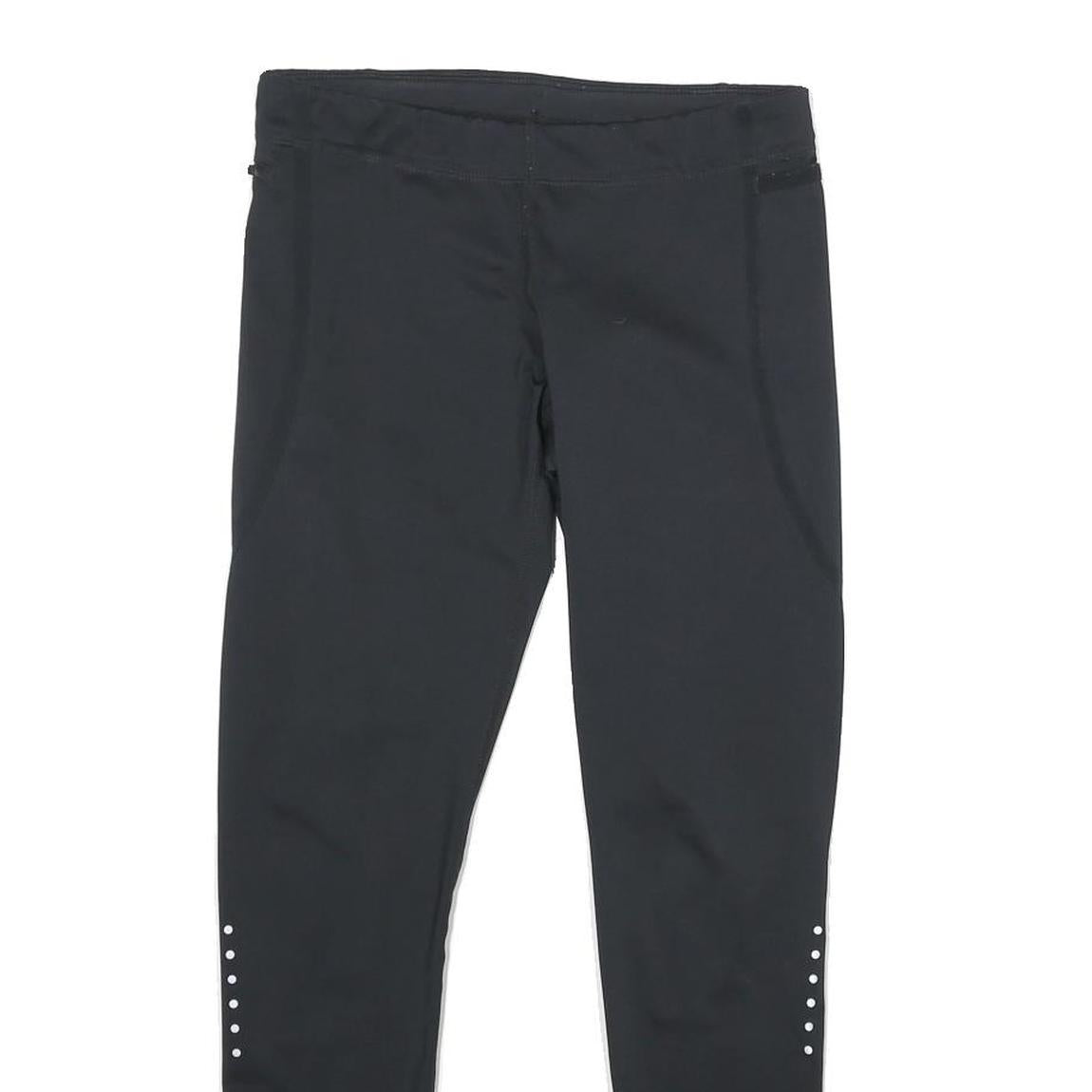 NIKE Womens Joggers Black Slim Skinny S W26 L28 Reflective Zip Detail Activewear