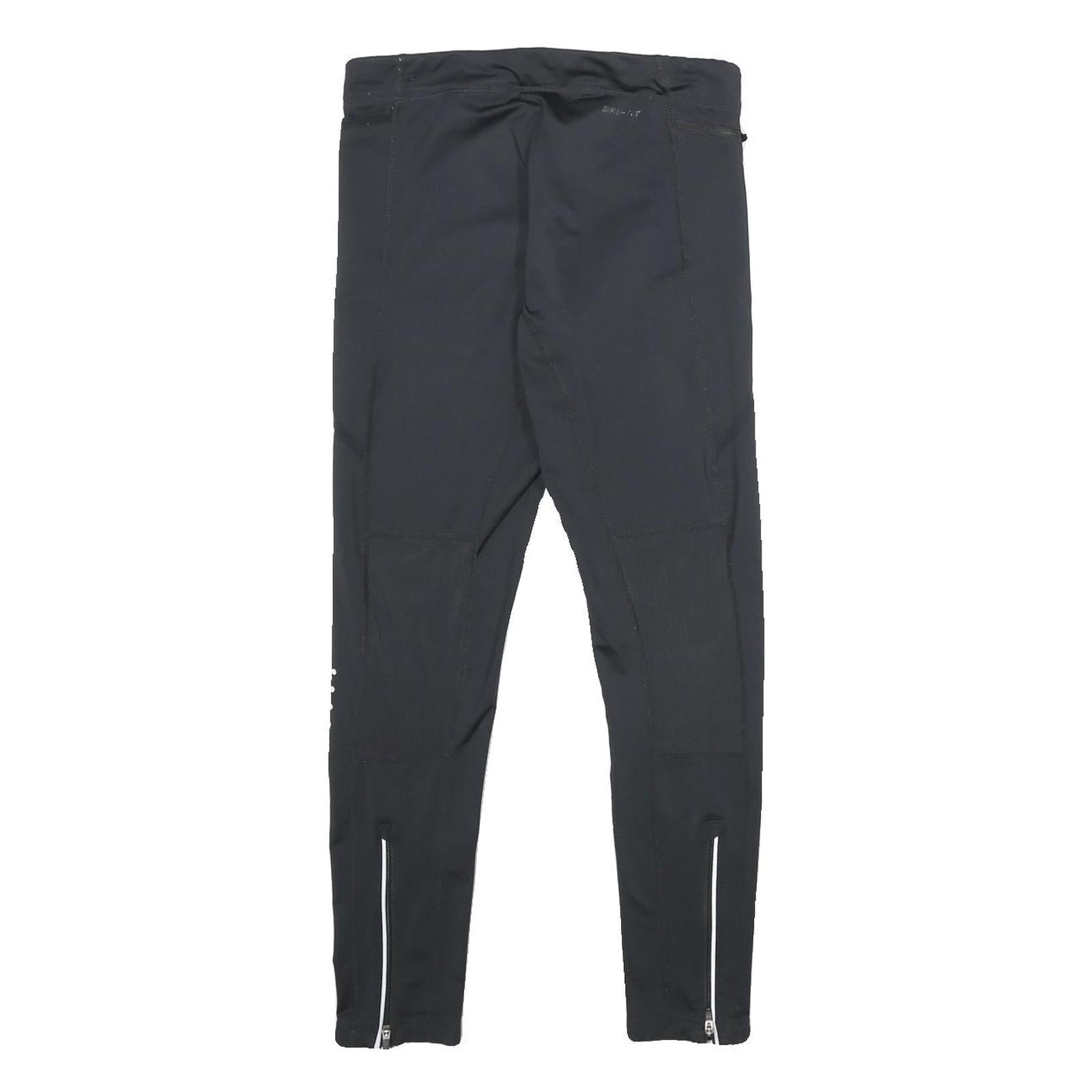 NIKE Womens Joggers Black Slim Skinny S W26 L28 Reflective Zip Detail Activewear