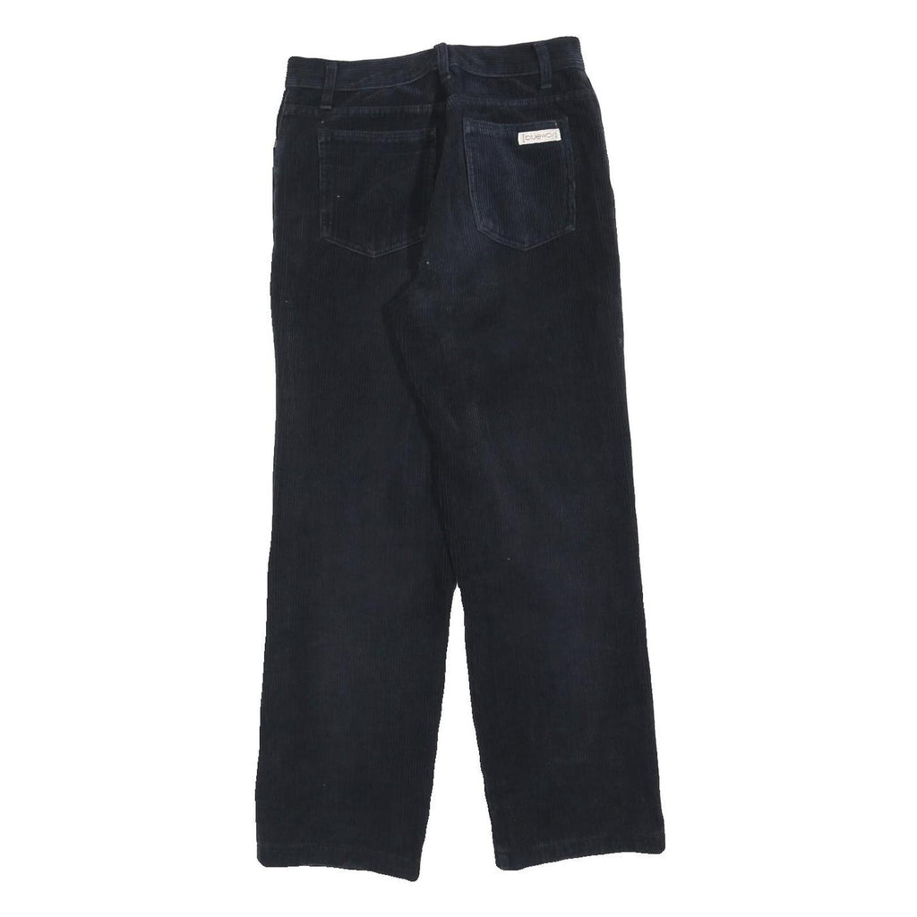 BLUE WAY Womens Cotton Blend Navy Regular Fit Straight Leg Trousers W26 L27