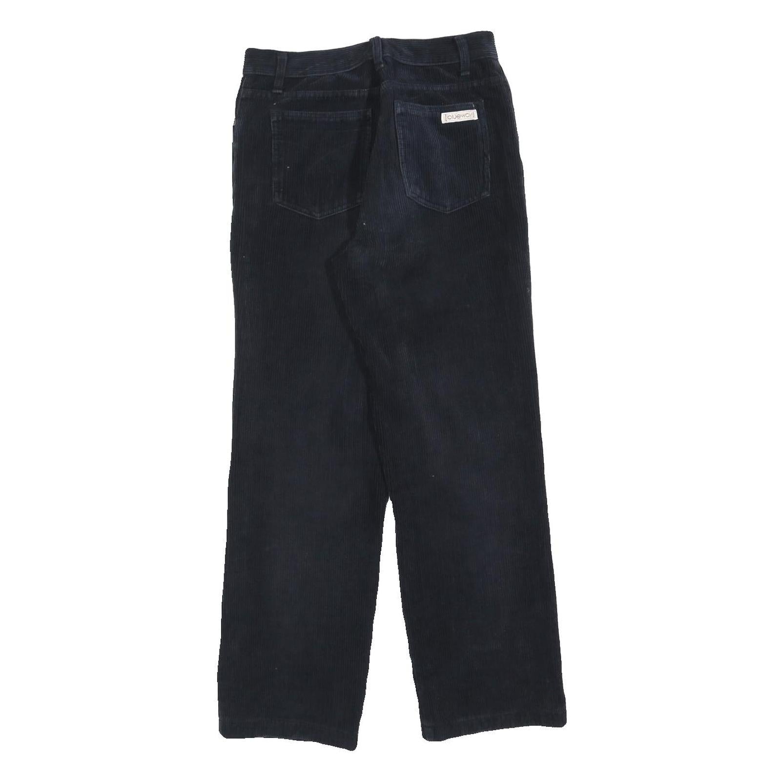 BLUE WAY Womens Cotton Blend Navy Regular Fit Straight Leg Trousers W26 L27